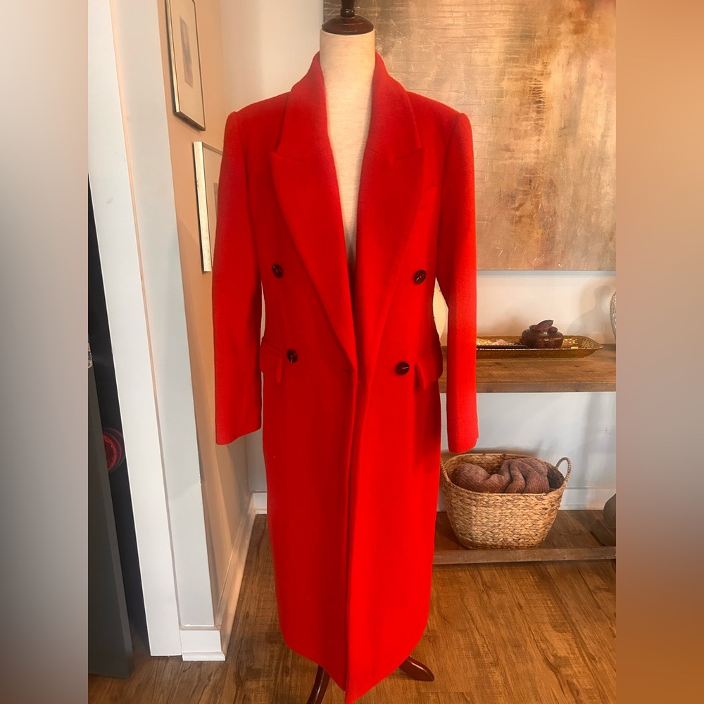 ‘Avec Les Filles’ Zara red Italian wool double breasted coat size M - Picture 6 of 11